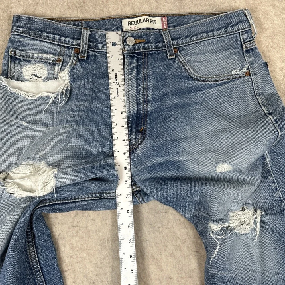 Levis‎ 505 Jeans Mens 36x32 Blue Regular Fit Straight Leg Medium Wash Denim